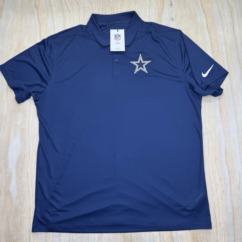 NEW Dallas Cowboys Nike Short Sleeve Polo Shirt Dri Fit Blue Sz 2XL